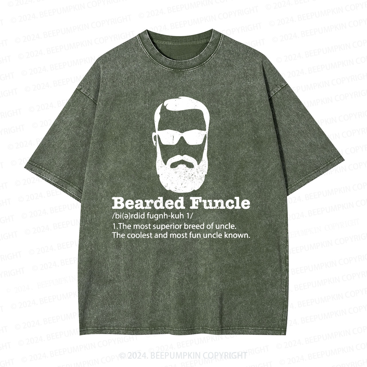 Bearded Funcle Uncle Washed T-Shirts 