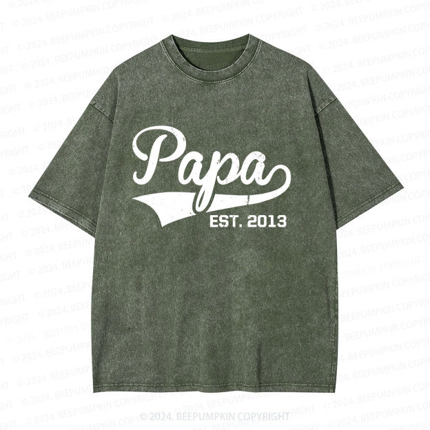 Custom Papa Gift Dad Washed T-Shirts 