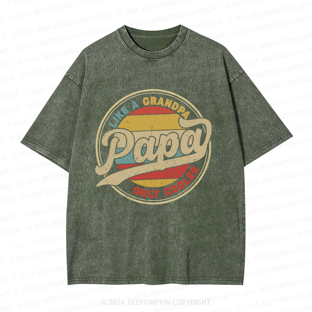 Papa Like A Grandpa Only Cooler Dad Washed T-Shirts 