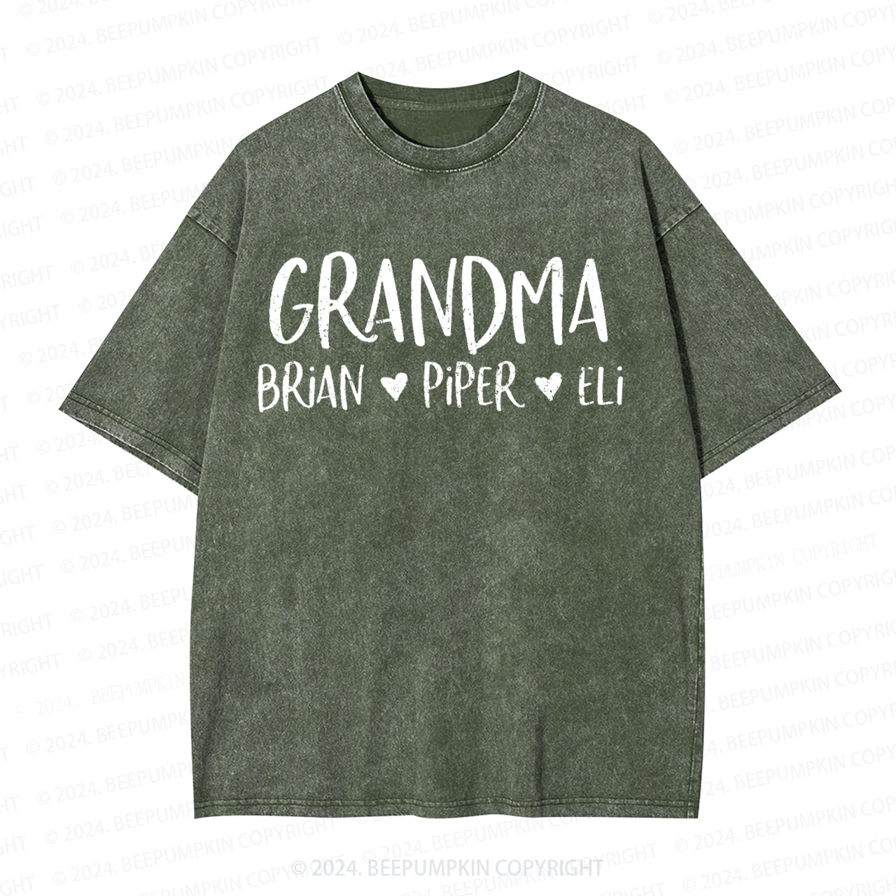Personalized Grandma Grandparents Washed T-Shirts 