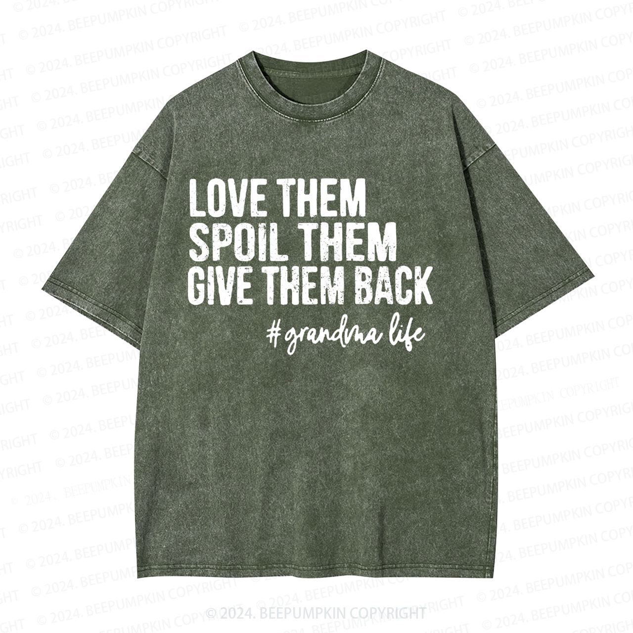 Love Them Spoil Them Give Them Back Grandparents Washed T-Shirts 