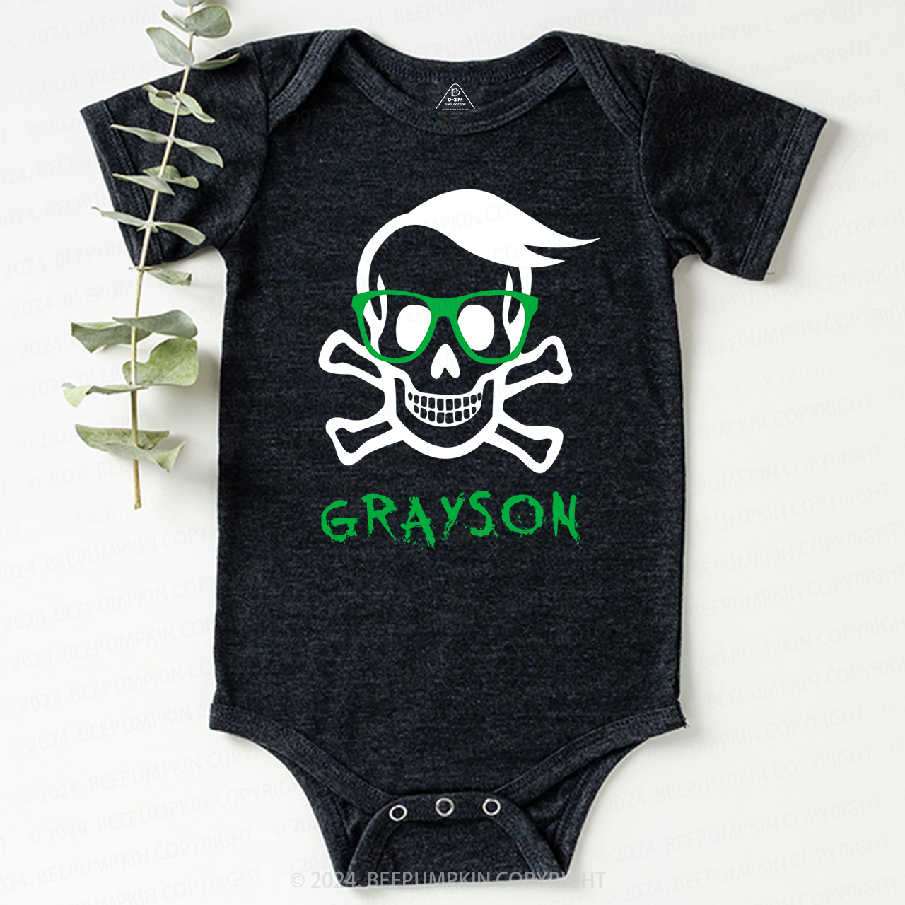Personalized Skeleton Halloween Bodysuit For Baby