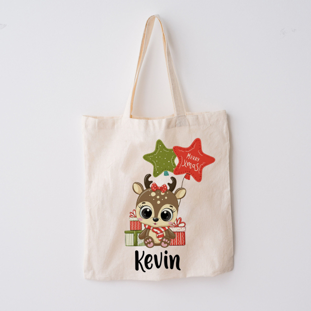 Big Eyes Deer Christmas Tote Bag
