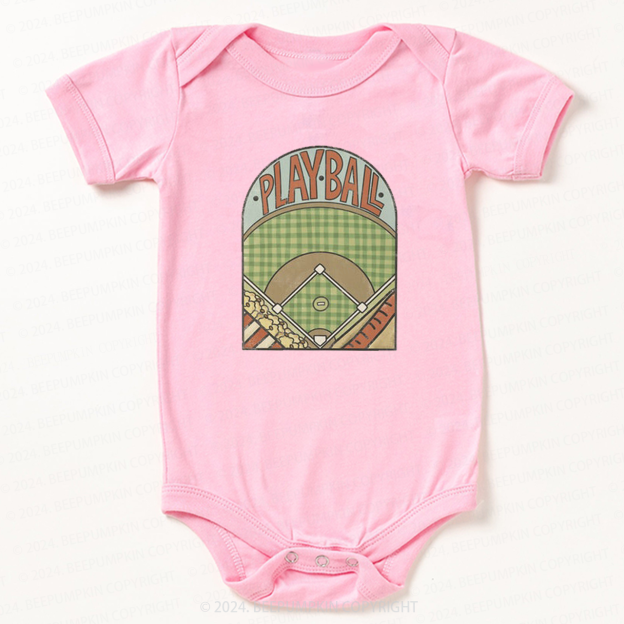Retro Playball Baseball Field Bodysuit For Baby 
