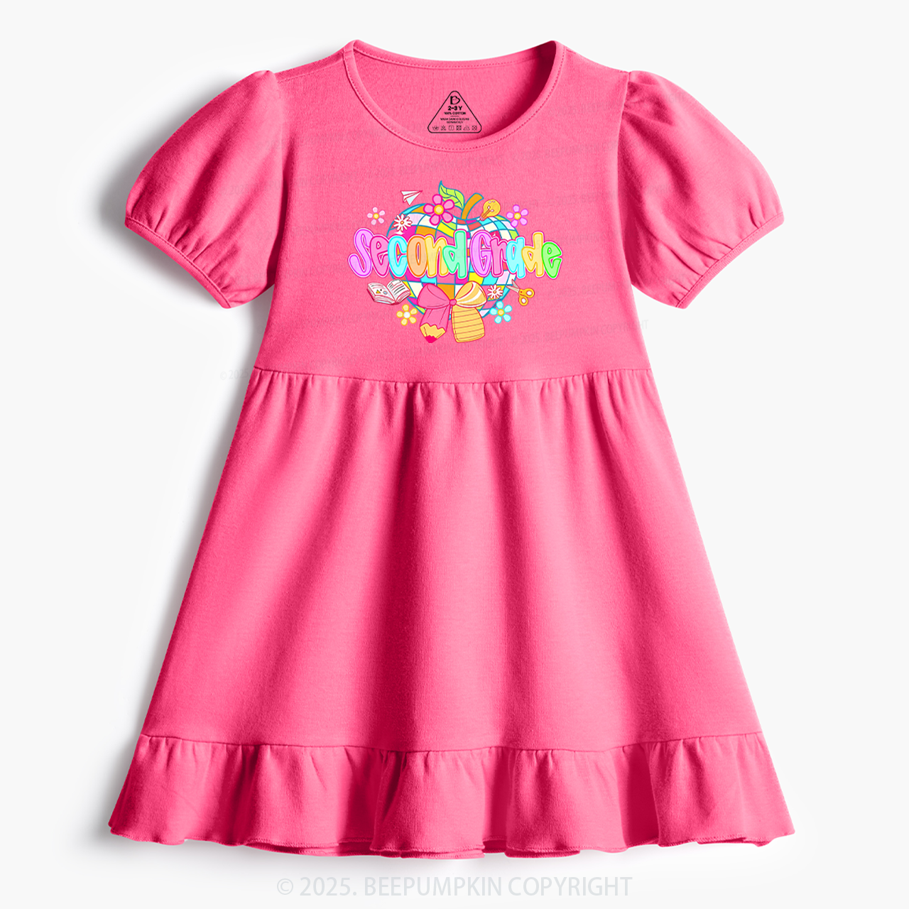Personalized Sparkling Apple Back To School Gift Pack Toddler&Kid's Ruffle Dress Beepumpkin 