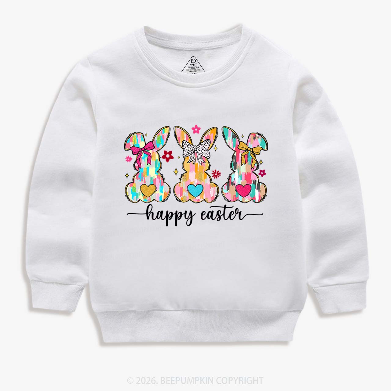 Pastel Brush Happy Bunnies Kid's Sweatshirt