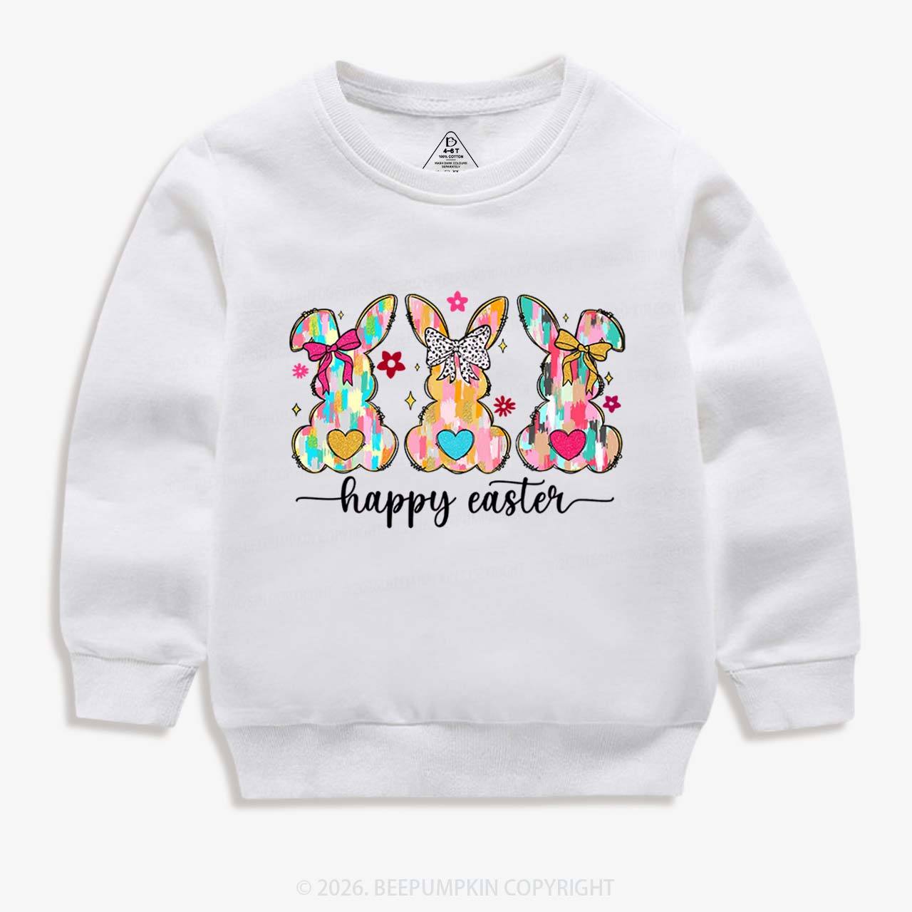 Pastel Brush Happy Bunnies Kid's Sweatshirt