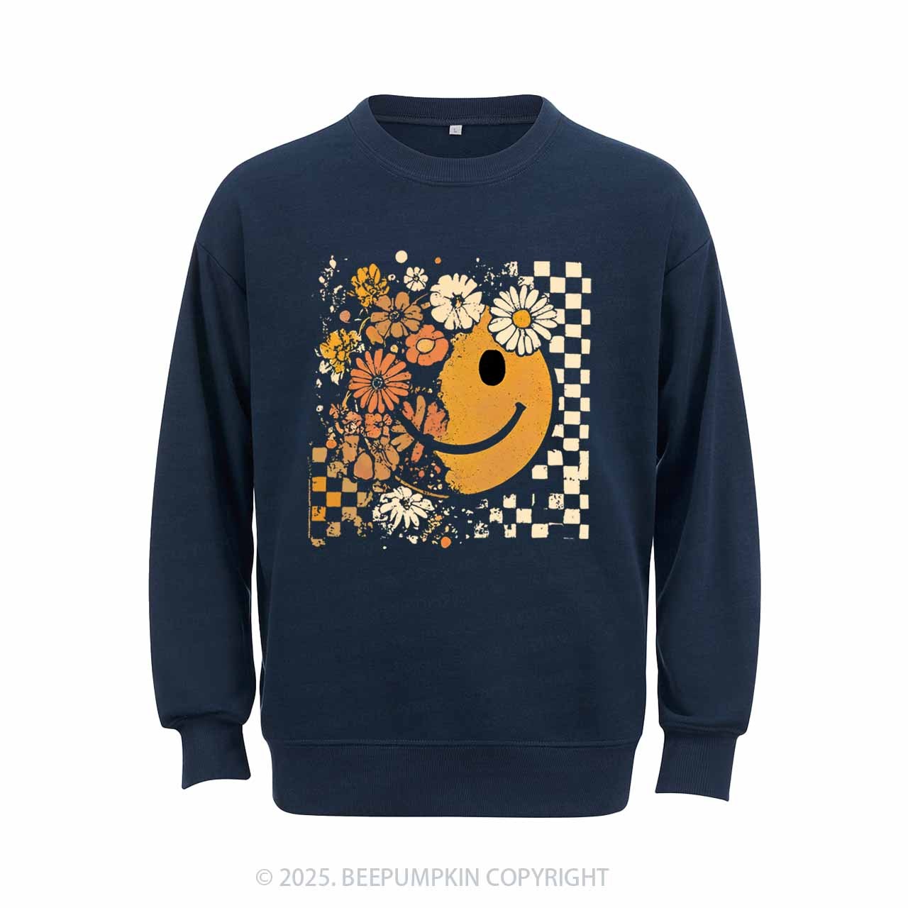 Floral Fall Smiley Face Sweatshirt Beepumpkin 