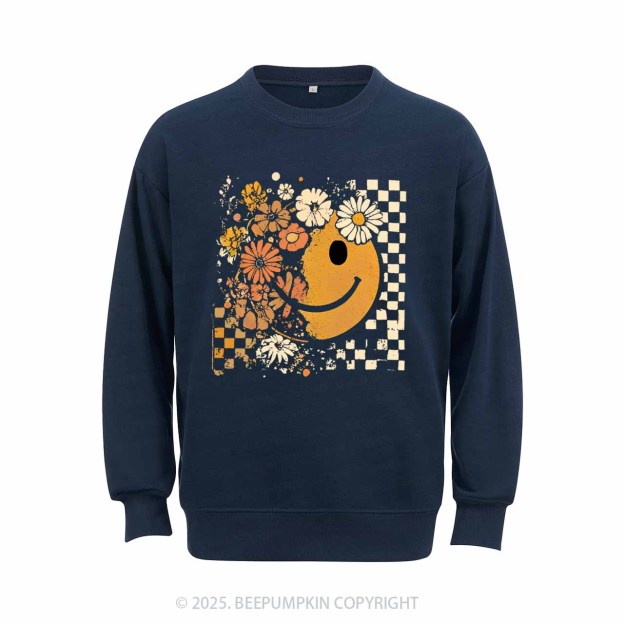 Floral Fall Smiley Face Sweatshirt Beepumpkin 