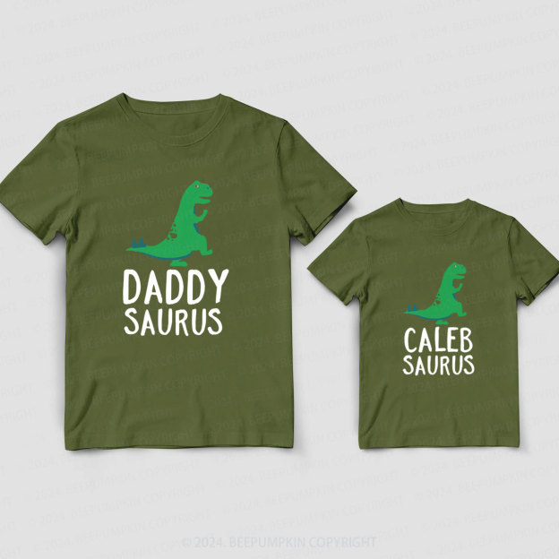 Cute Green Sautus Daddy And Me Matching Shirt