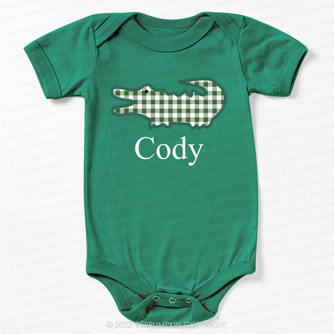 Alligator Gingham Bodysuit For Baby 