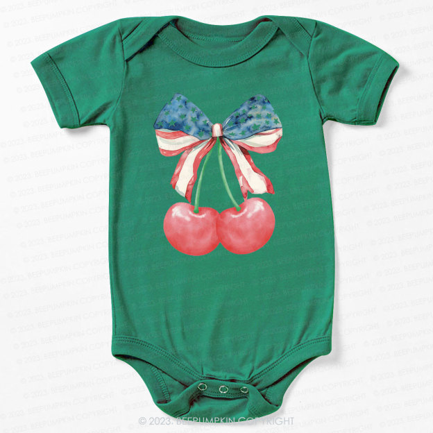 Cherries With American Bow Bodysuit For Baby 