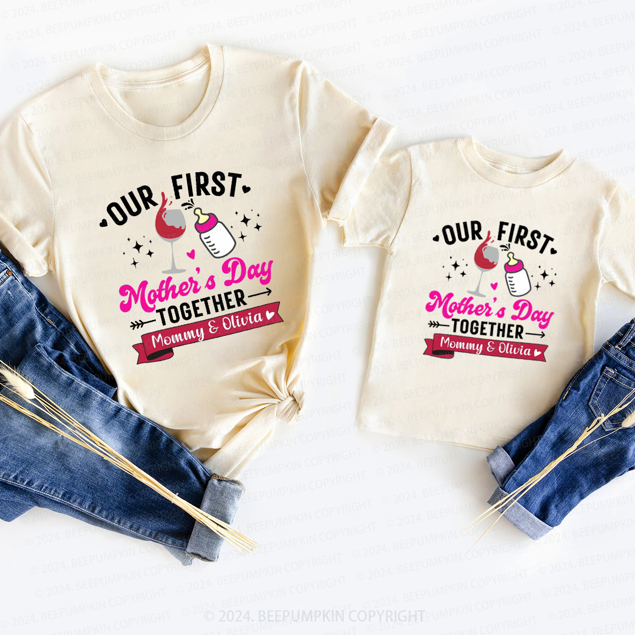 Personalized Our First Mothers Day T-Shirts For Mom&Me