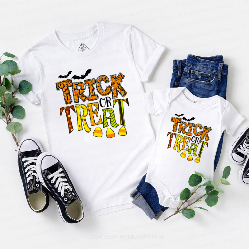 Trick Or Treat Funny Halloween Family Matching Shirts