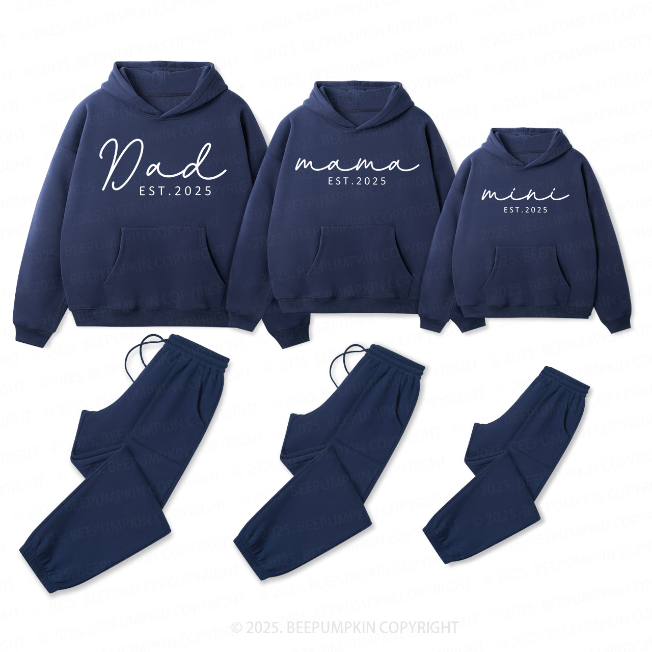 Personalized Mama Dad Mini - Est. Family Matching Hoodie Set