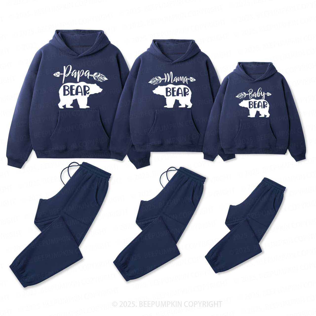 Personalized Bear Family Matching Hoodie Set