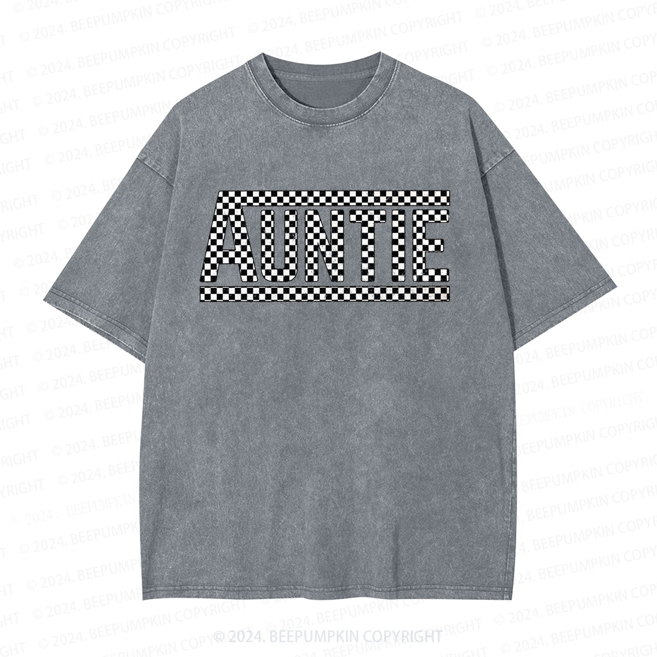 Auntie Checkered  Aunt Washed T-Shirts 