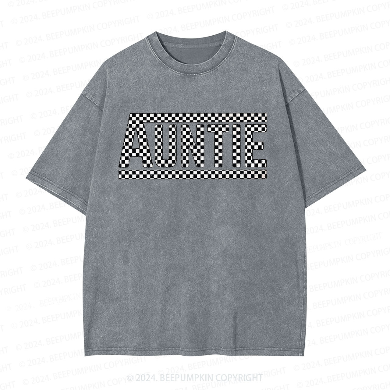 Auntie Checkered  Aunt Washed T-Shirts 
