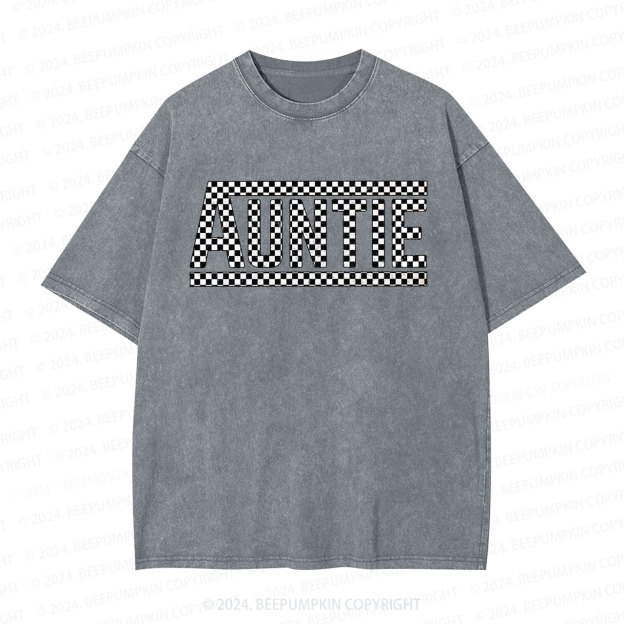 Auntie Checkered  Aunt Washed T-Shirts 