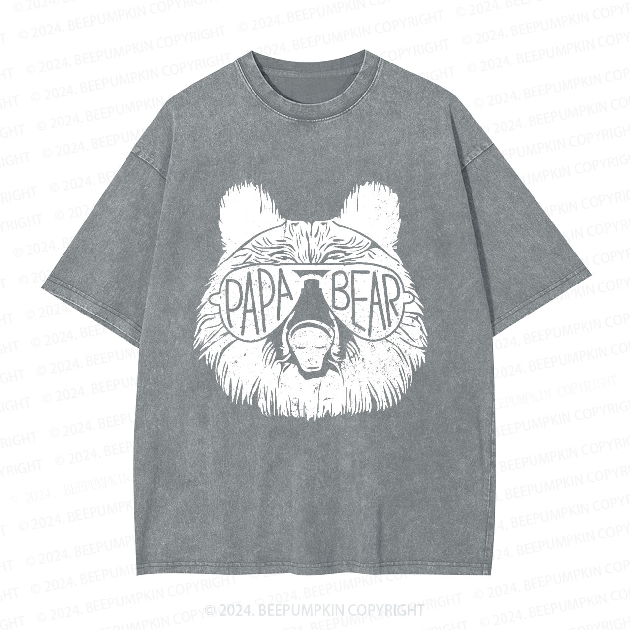 Papa Bear Sunglass Dad Washed T-Shirts 