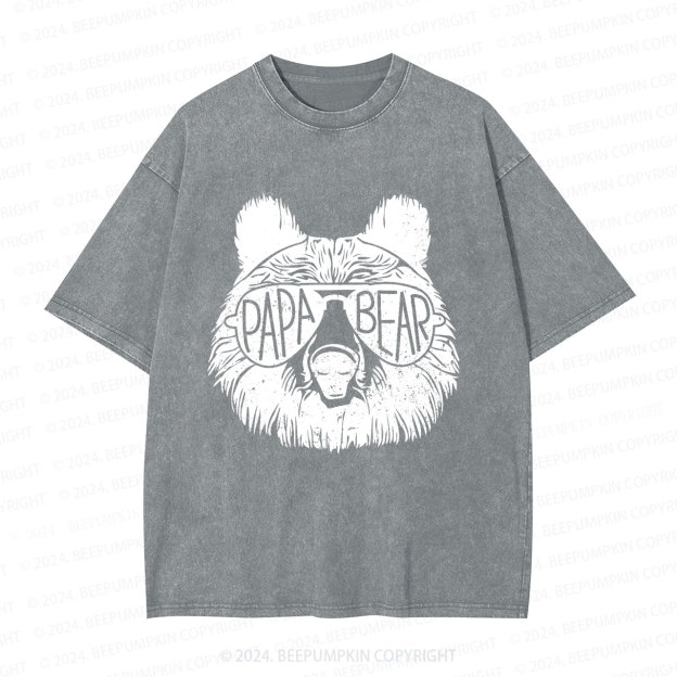 Papa Bear Sunglass Dad Washed T-Shirts 