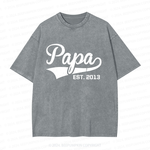 Custom Papa Gift Dad Washed T-Shirts 