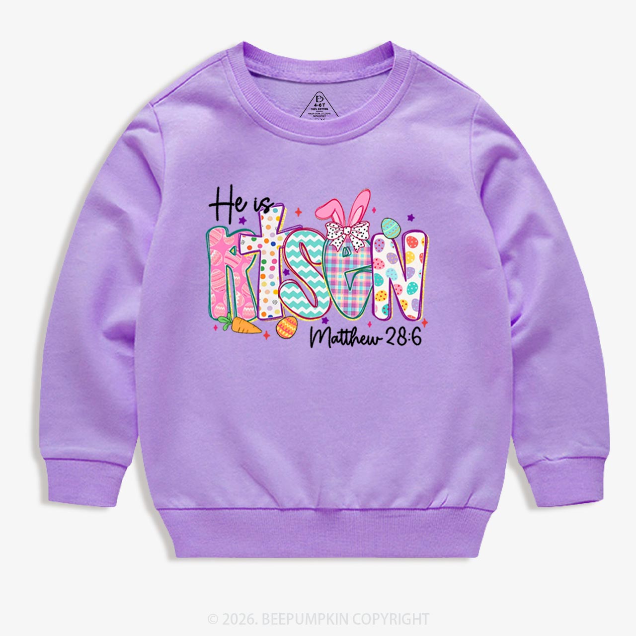 He Is Risen Christian Easter Kid's Sweatshirt