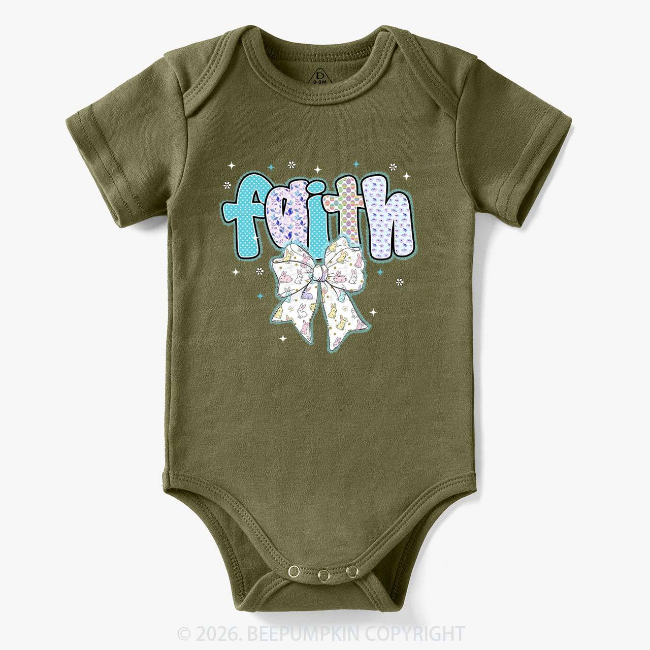 Blooming Faith Bunny Bow Baby Bodysuit