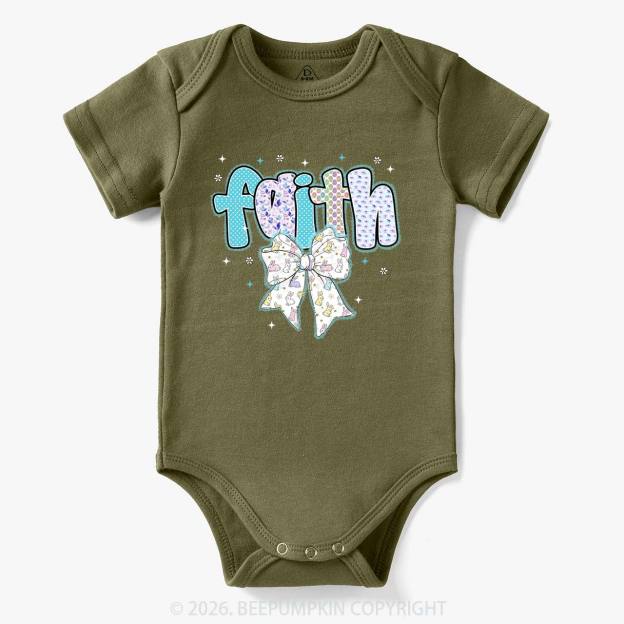 Blooming Faith Bunny Bow Baby Bodysuit