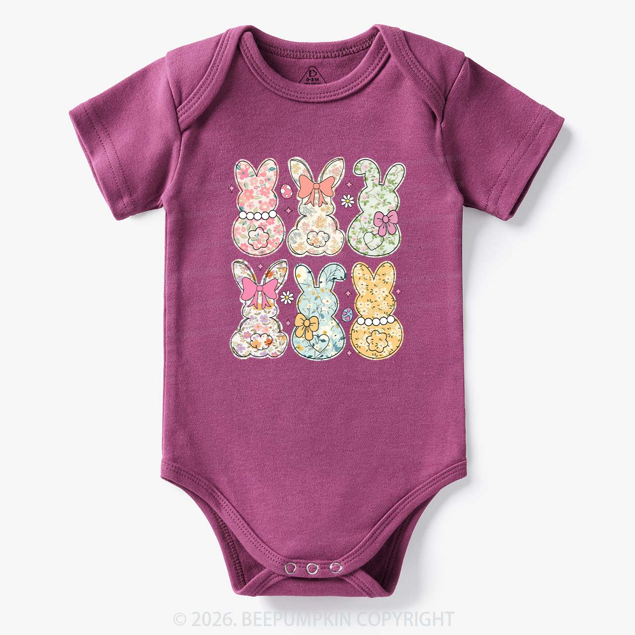 Vintage Spring Floral Bunny Bows Baby Bodysuit