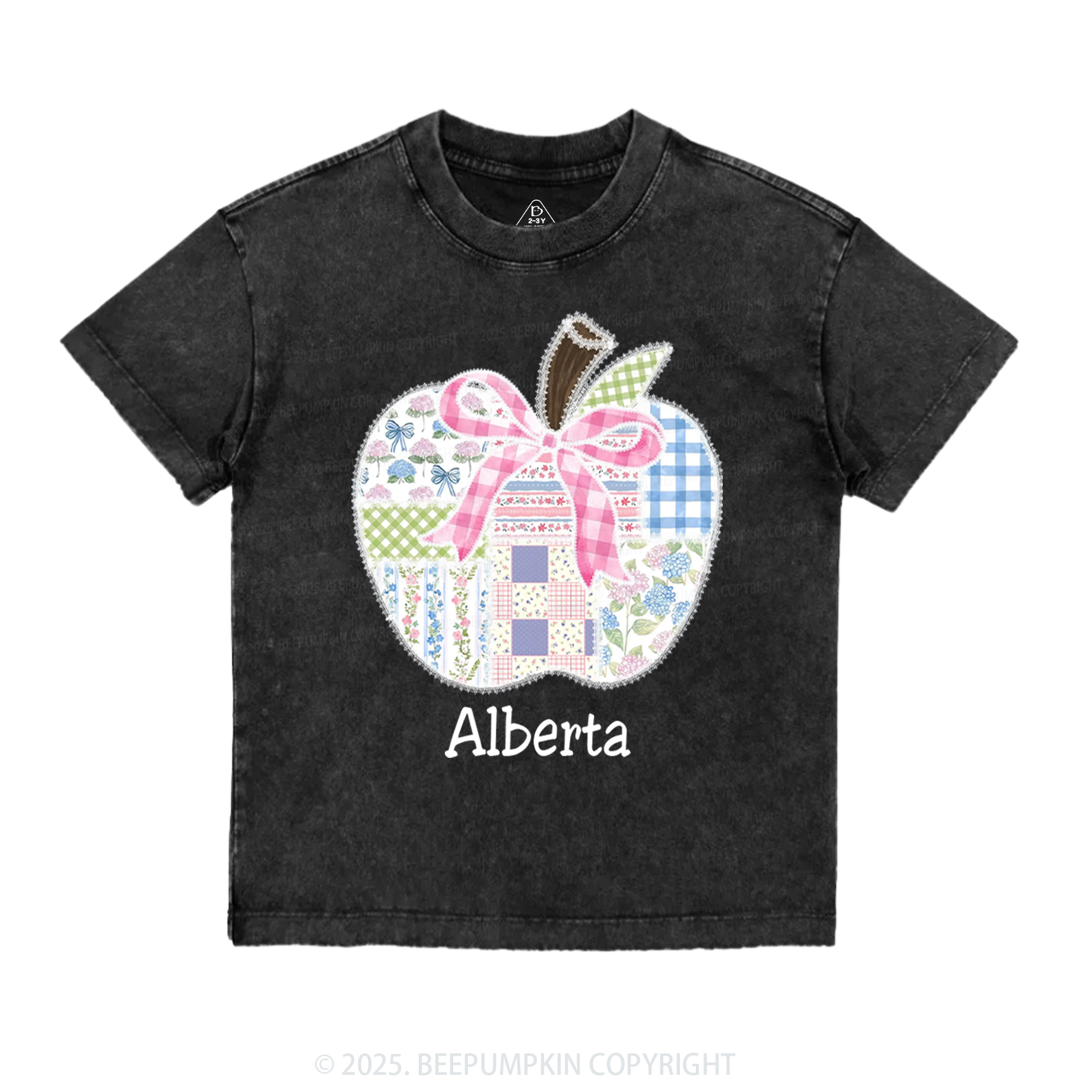 Personalized Lace Apple Name Toddler&Kids Washed Tees