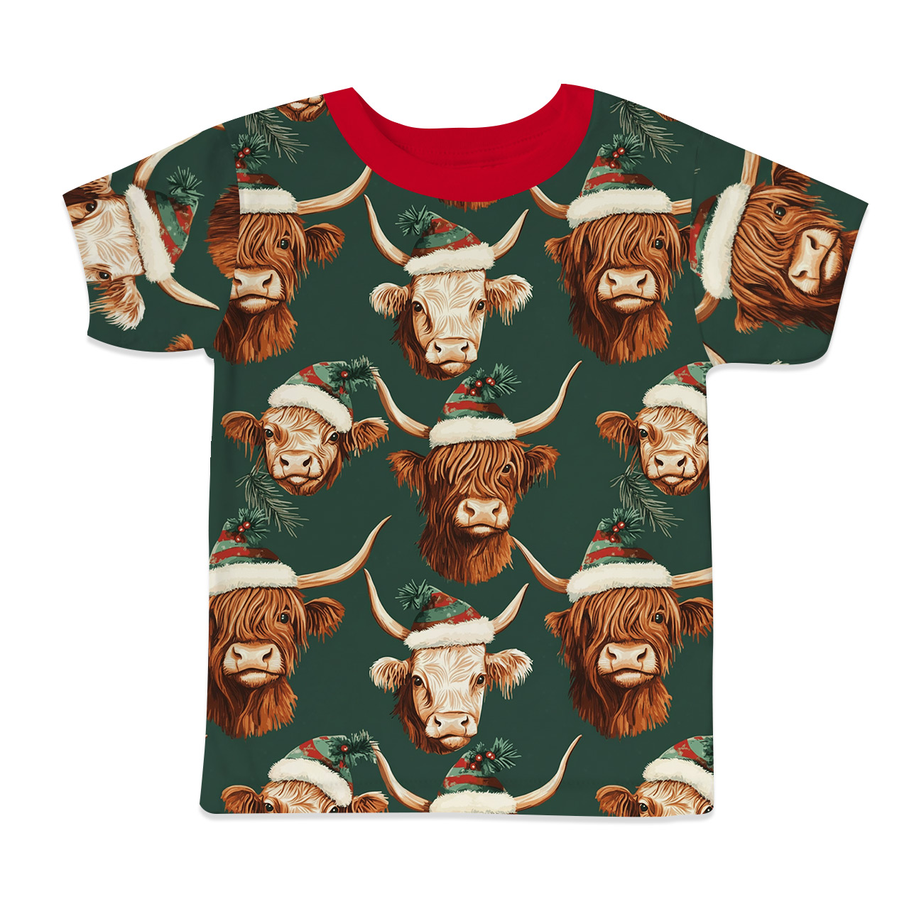 Highland Cow Christmas All-Over Print Short Family Matching Pajama Sets