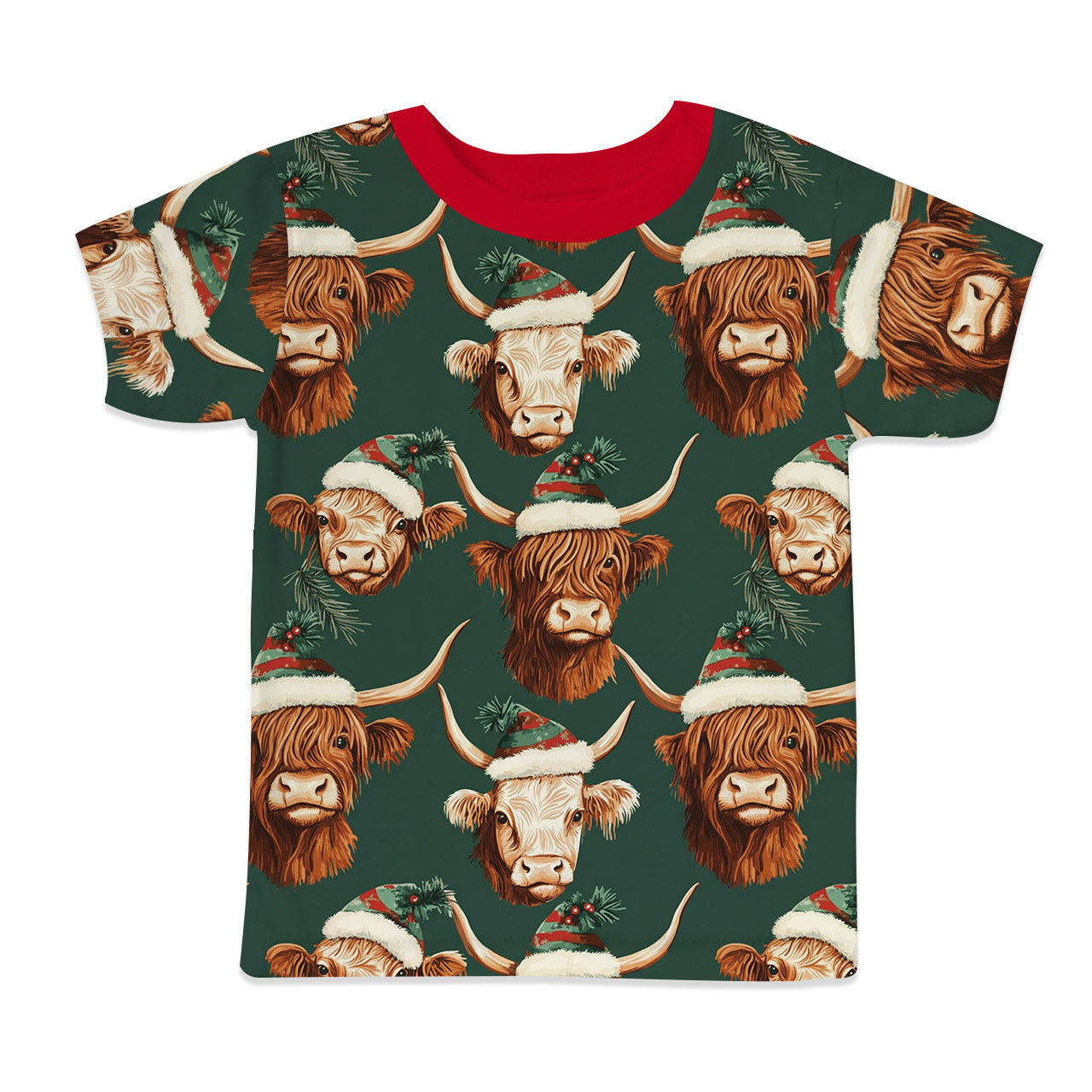Highland Cow Christmas All-Over Print Short Family Matching Pajama Sets