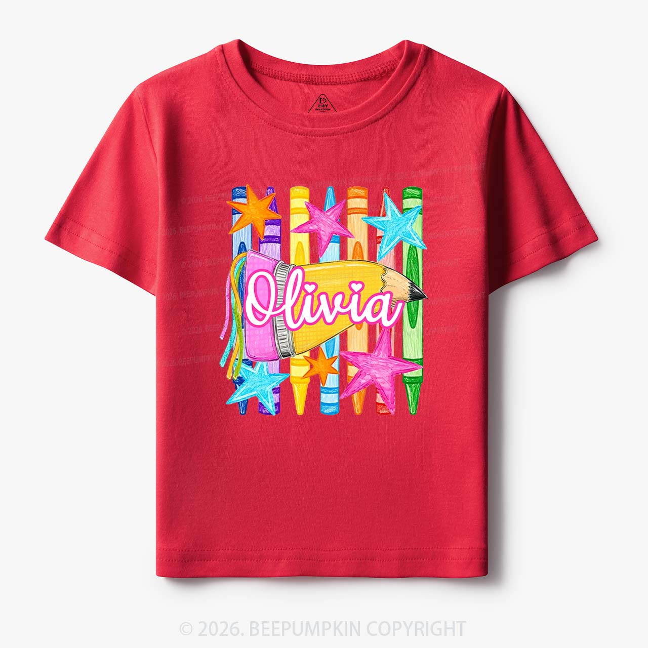 Personalized Name Striped Pencil Crayon Toddler&Kid's Tees