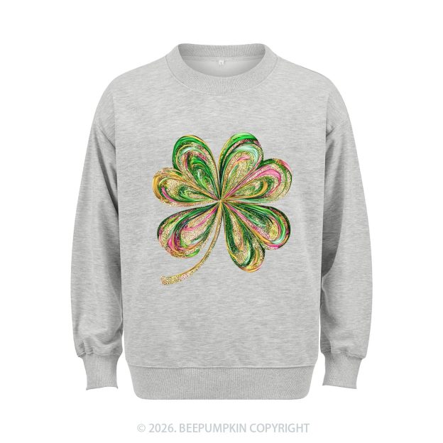 Retro Lucky Shamrock St Patrick's Day Aldult Sweatshirt