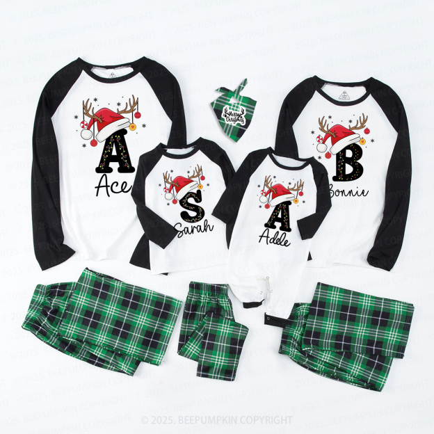 Personalized Holiday Santa Hat Name Christmas Family Matching Pajamas