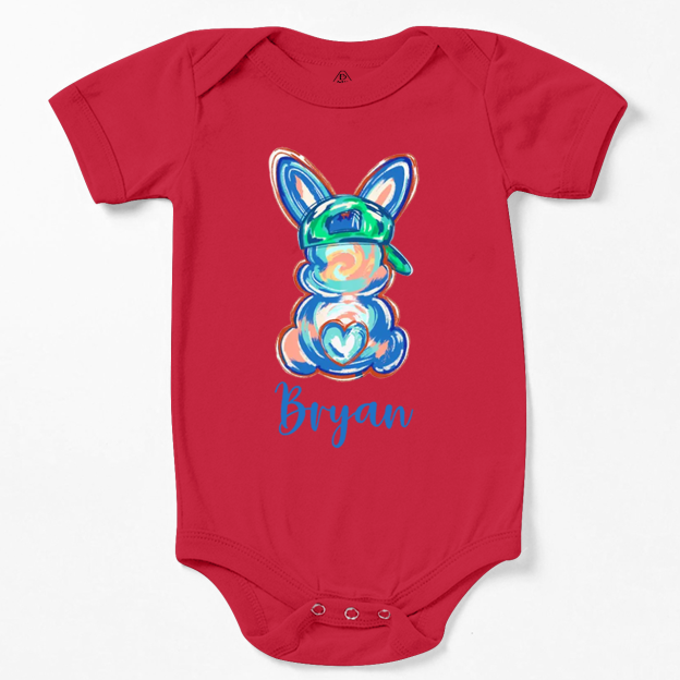 Personalized Boy Name Easter Bunny Bodysuit Beepumpkin