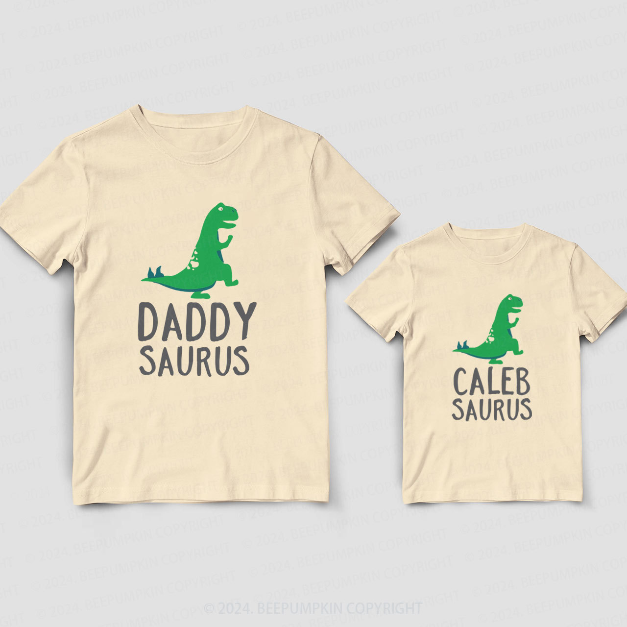 Cute Green Sautus Daddy And Me Matching Shirt