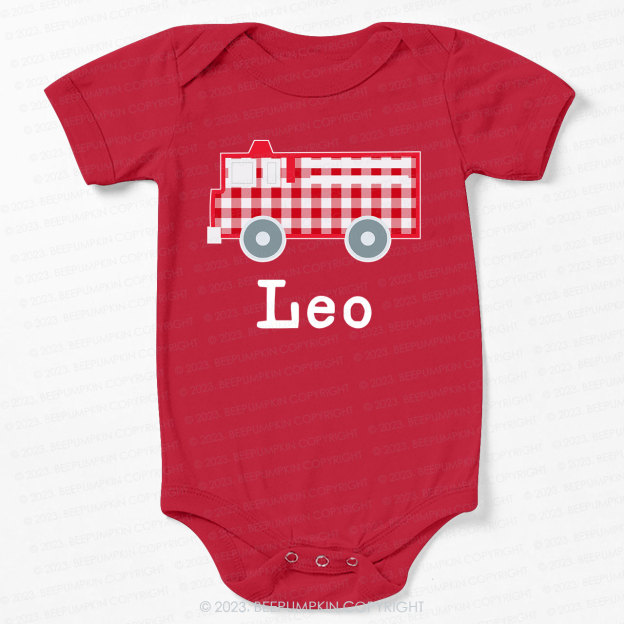 Personalized Fire Truck Bodysuit For Baby 