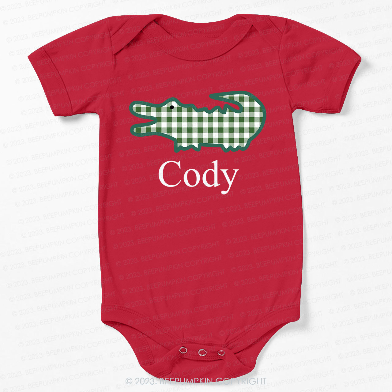 Alligator Gingham Bodysuit For Baby 