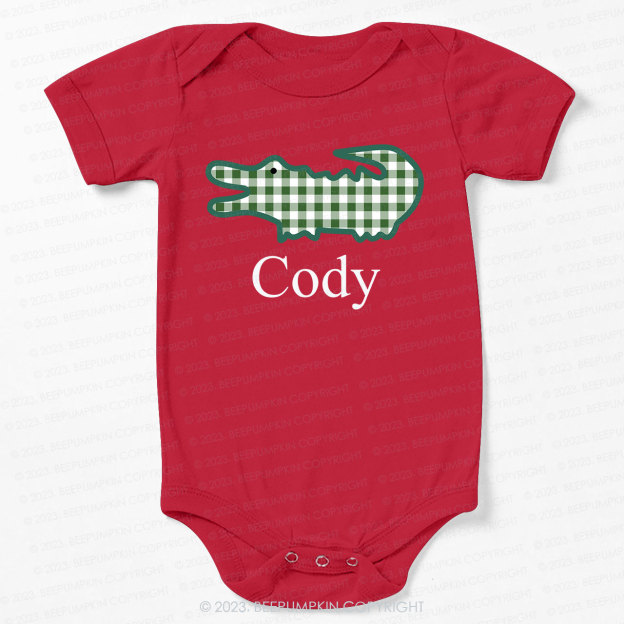 Alligator Gingham Bodysuit For Baby 
