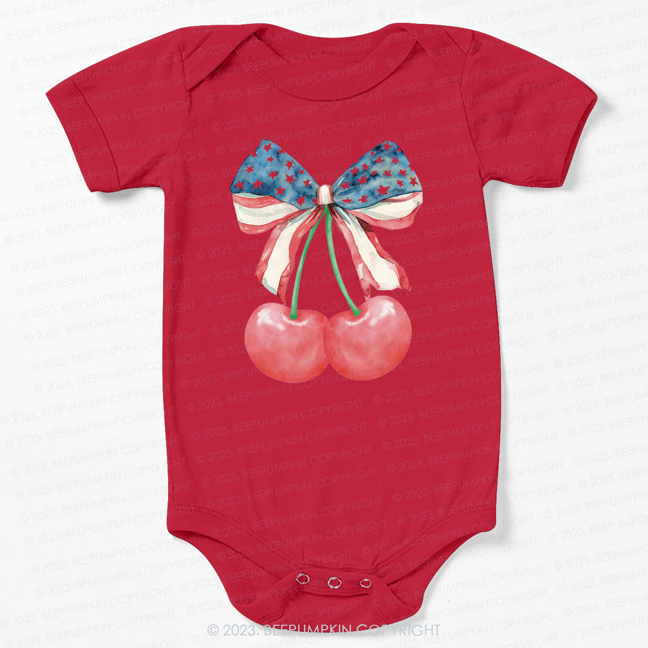 Cherries With American Bow Bodysuit For Baby 
