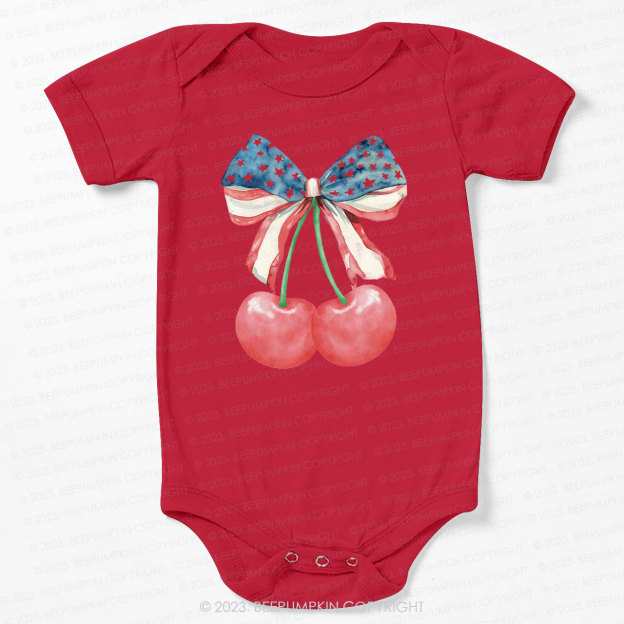 Cherries With American Bow Bodysuit For Baby 