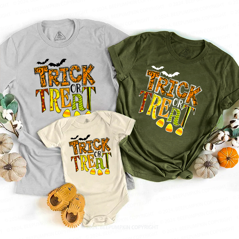 Trick Or Treat Funny Halloween Family Matching Shirts