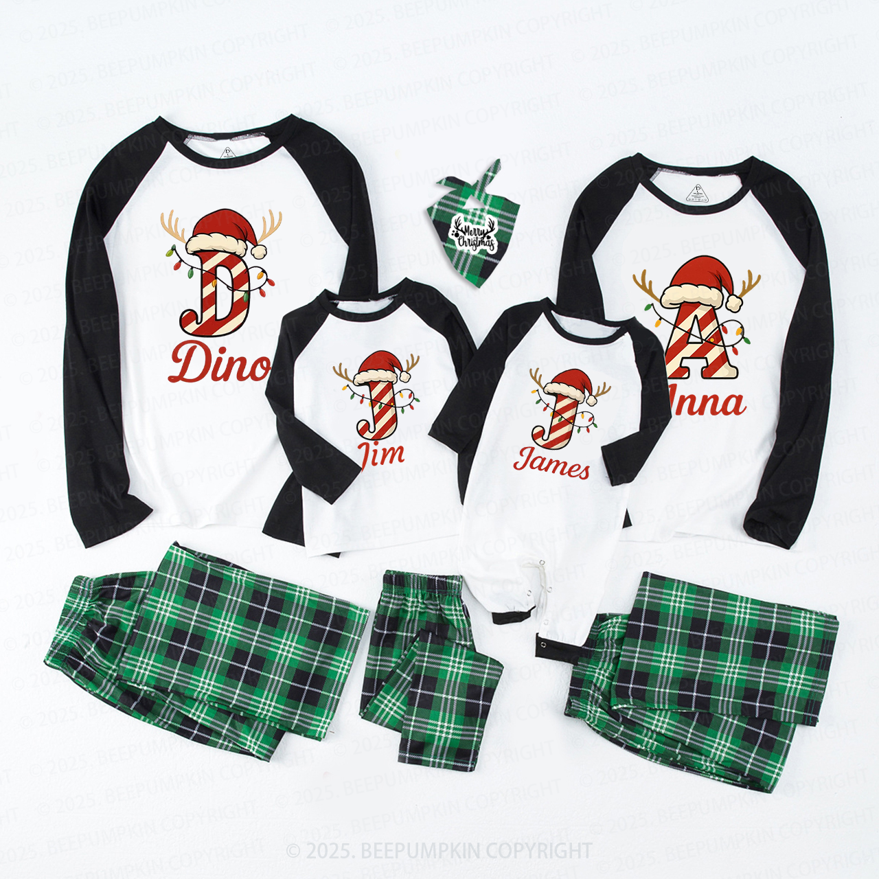 Personalized Candy Cane Name Family Matching Pajamas