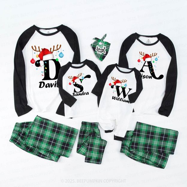 Personalized Merry Christmas Bells Name Family Matching Pajamas