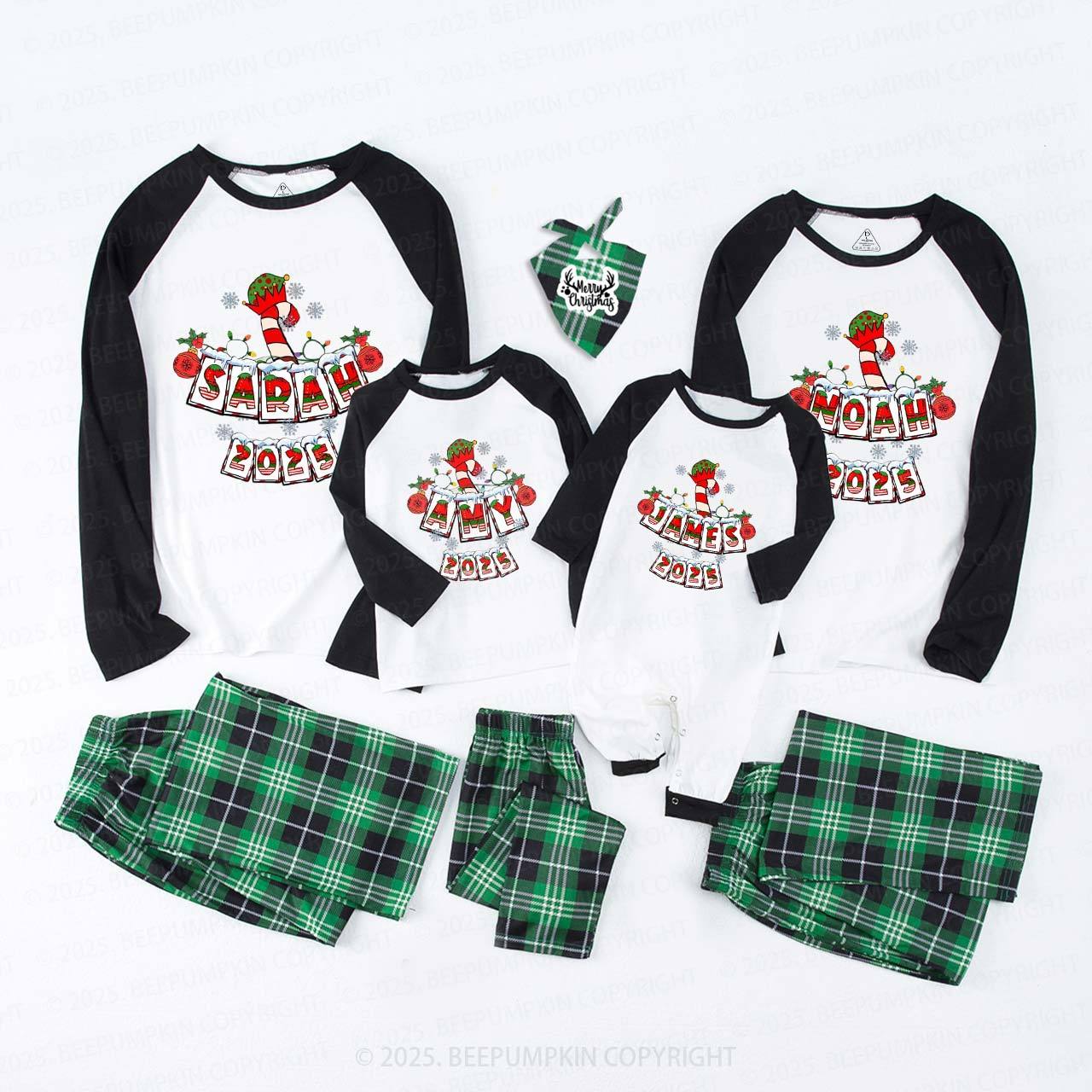 Personalized Christmas Candy Cane Family Matching Pajamas