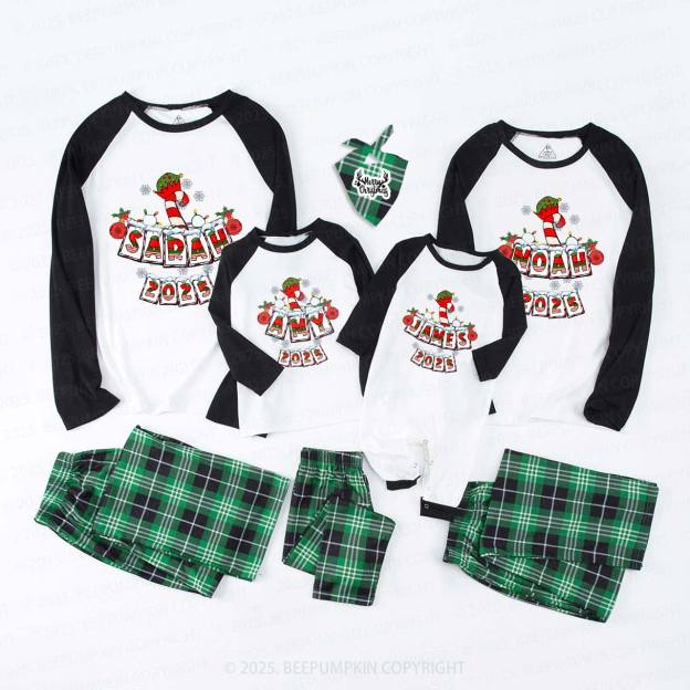 Personalized Christmas Candy Cane Family Matching Pajamas