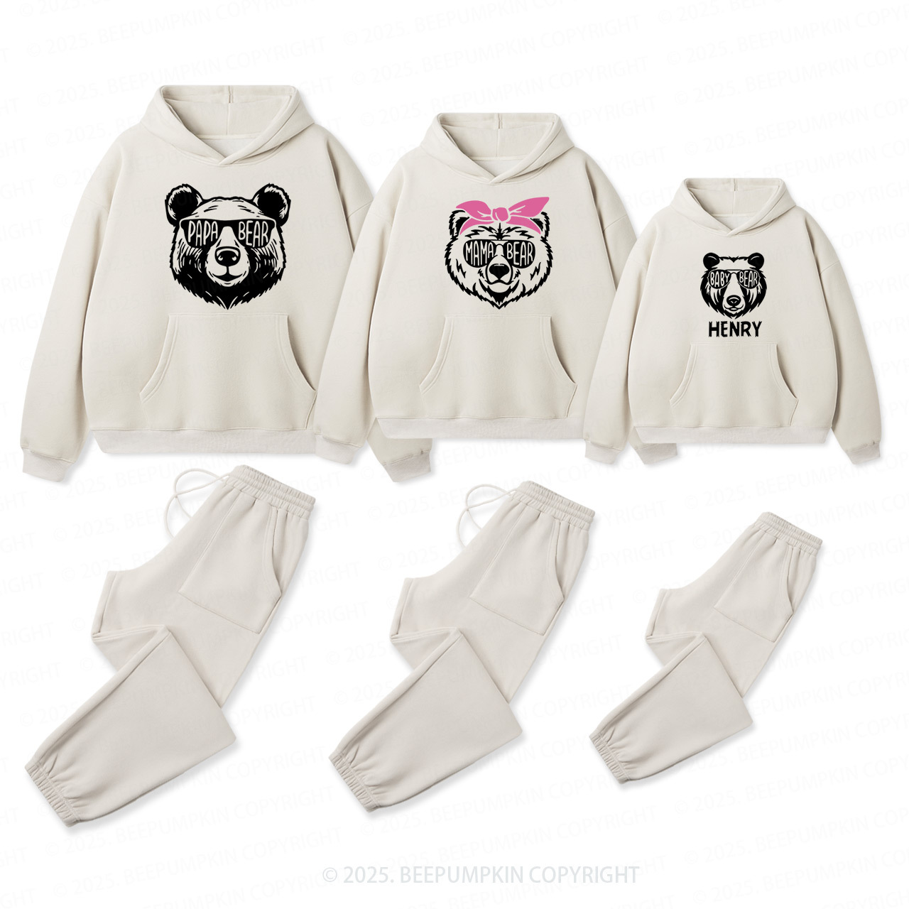 Personalized Bear Family Matching Hoodie Set