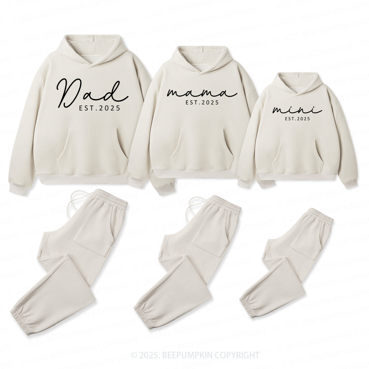 Personalized Mama Dad Mini - Est. Family Matching Hoodie Set